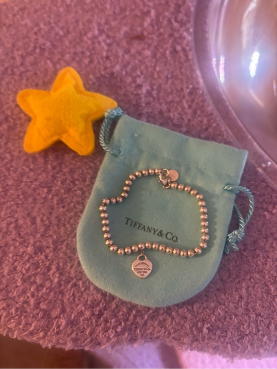 Tiffany & Co. Jewelry - Tiffany & Co. Silver Bead Bracelet with Heart Tag - Blue Pouch